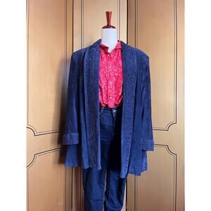 Vintage suede jacket in midnight blue by Lord & Taylor, size 12